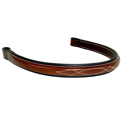 Fancy Stitched Square Raised Italian Leather Browband