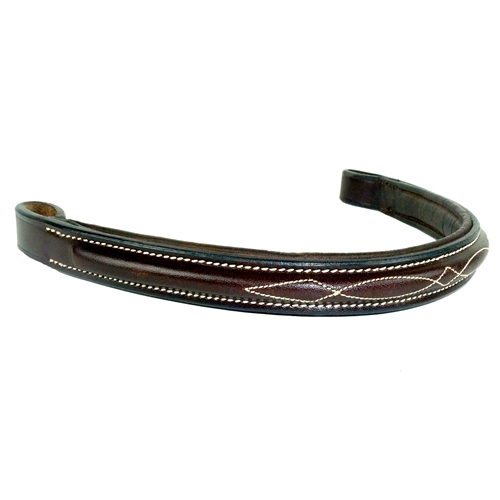 Fancy Stitched Round Raised Italian Leather Browband