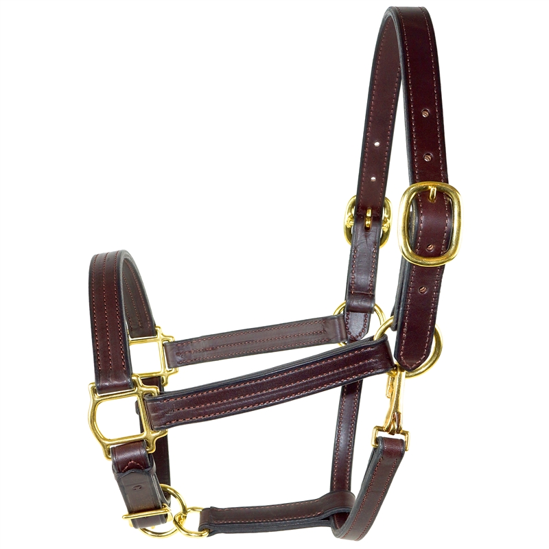 Amish Made Leather Halter with Flat Throat /Adjustable Chin- and snap