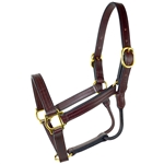 Amish Made Leather Halter with Rolled Throat
