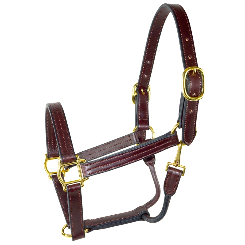 Amish Made Leather Halter with Rolled Throat + Snap