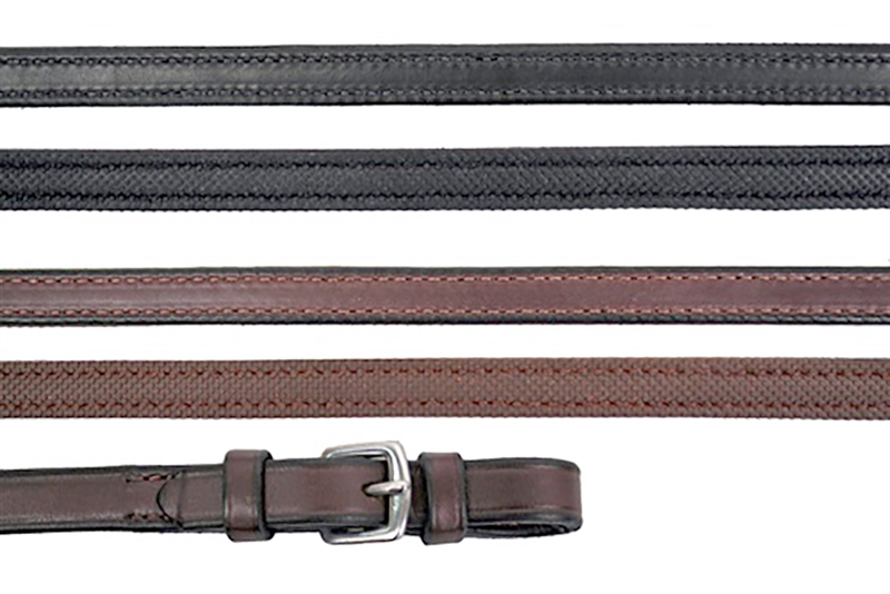 LEATHER 2CM WIDE GRIP REINS BROWN FULL SIZE RUBBER REINS 