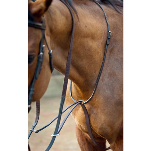 Knight Rider Leather Running Martingale With Rein Stop Set Black & Brown 3 Sizes 