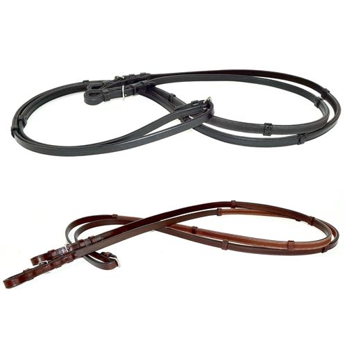 Nunn Finer Rubber Lined English Equestrian Reins with Hand Stops 1/2"
