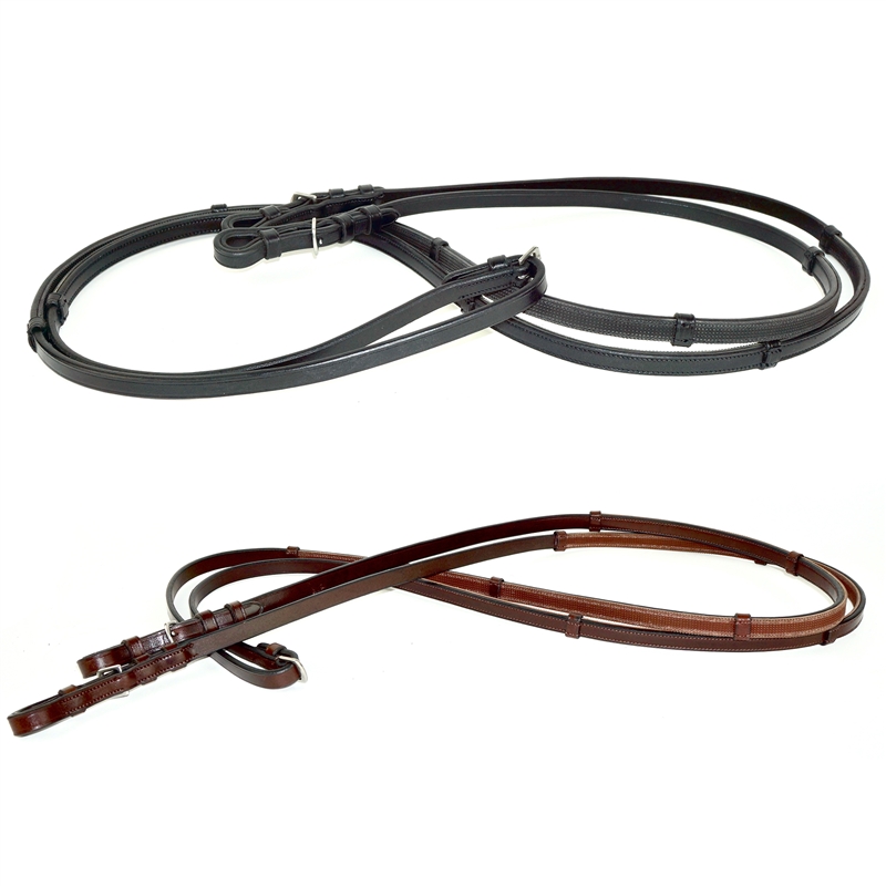 Nunn Finer Rubber Lined English Equestrian Reins with Hand Stops 1/2"
