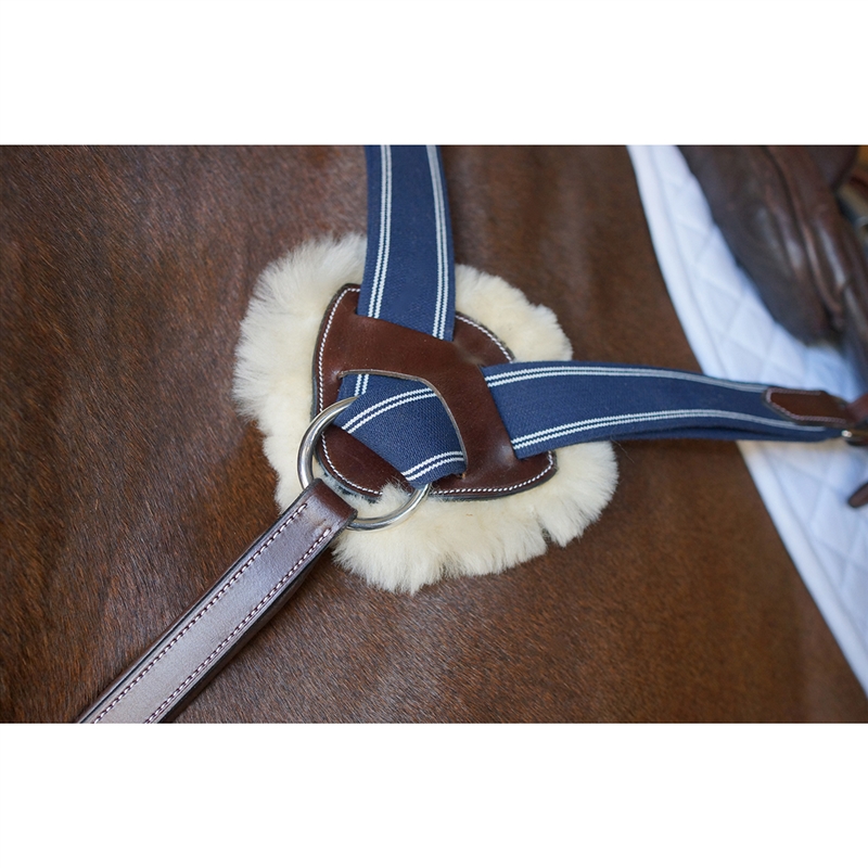 5 Point V Check Breastplate with Real Sheepskin Pressure Pads Full Size 